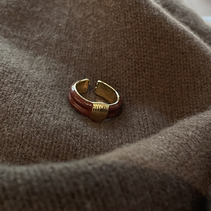 Design Chocolate Enamel Glaze Open French High Rings