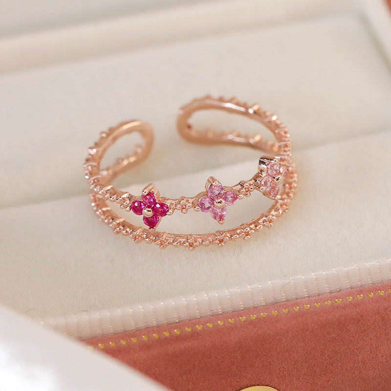 Micro Inlaid Zircon Niche Design Adjustable Rings