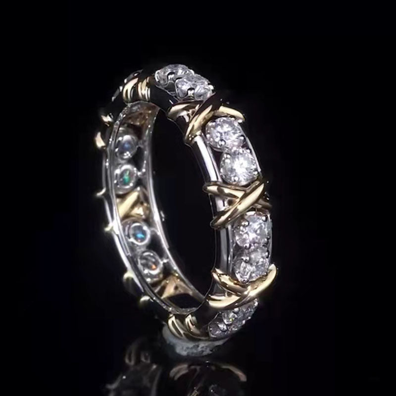 Two-color Gold Zircon Inlaid Fashion Temperament Rings