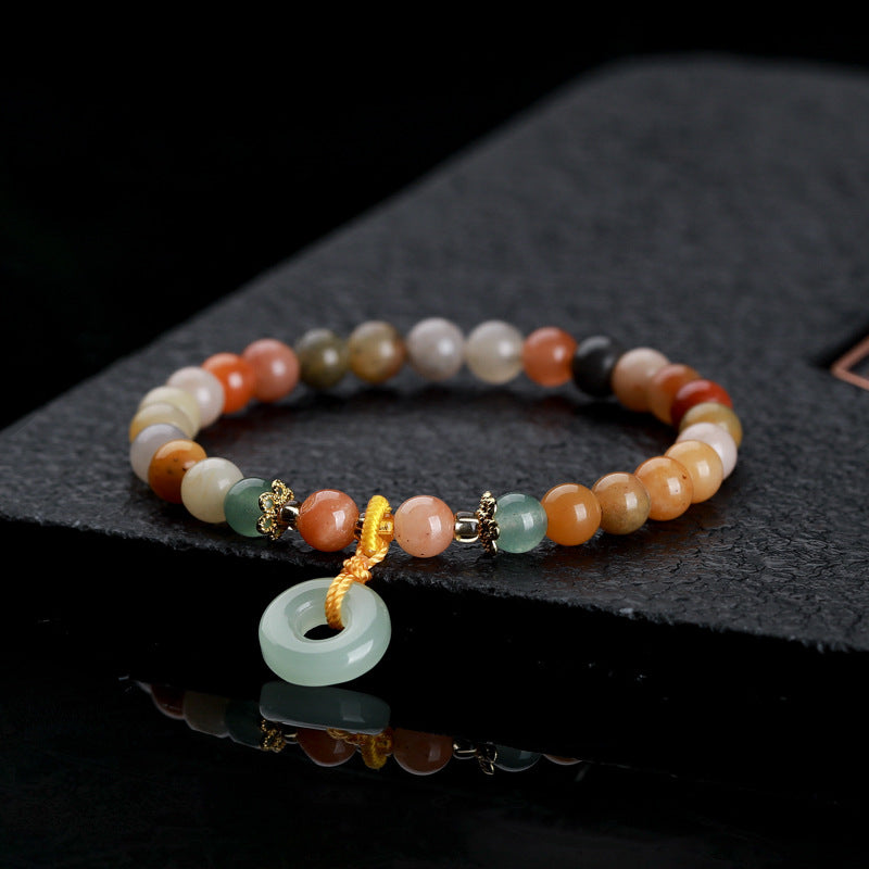 Women's Natural Jade Safety Buckle Colored Beaded Bracelets