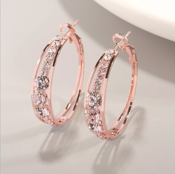 Women's Hot Rhinestone Mosaic Big Circle Ear Earrings