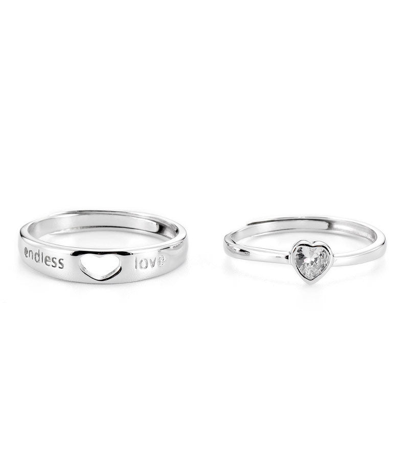 Women's & Men's Matching Heart-to-heart Couple One Pair Niche Rings