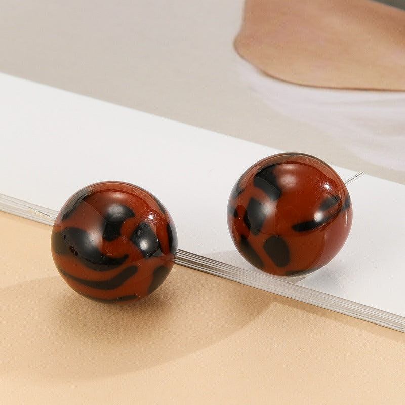 Women's Needle Flocking Leopard Print Geometric Ear Earrings