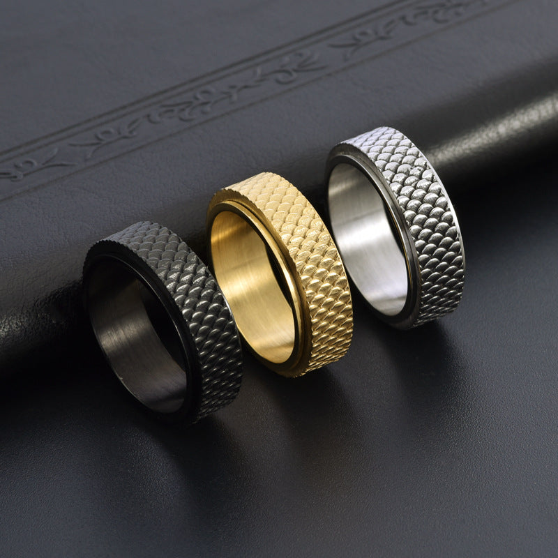 Men's Retro Titanium Steel Scale Rotatable Personalized Rings