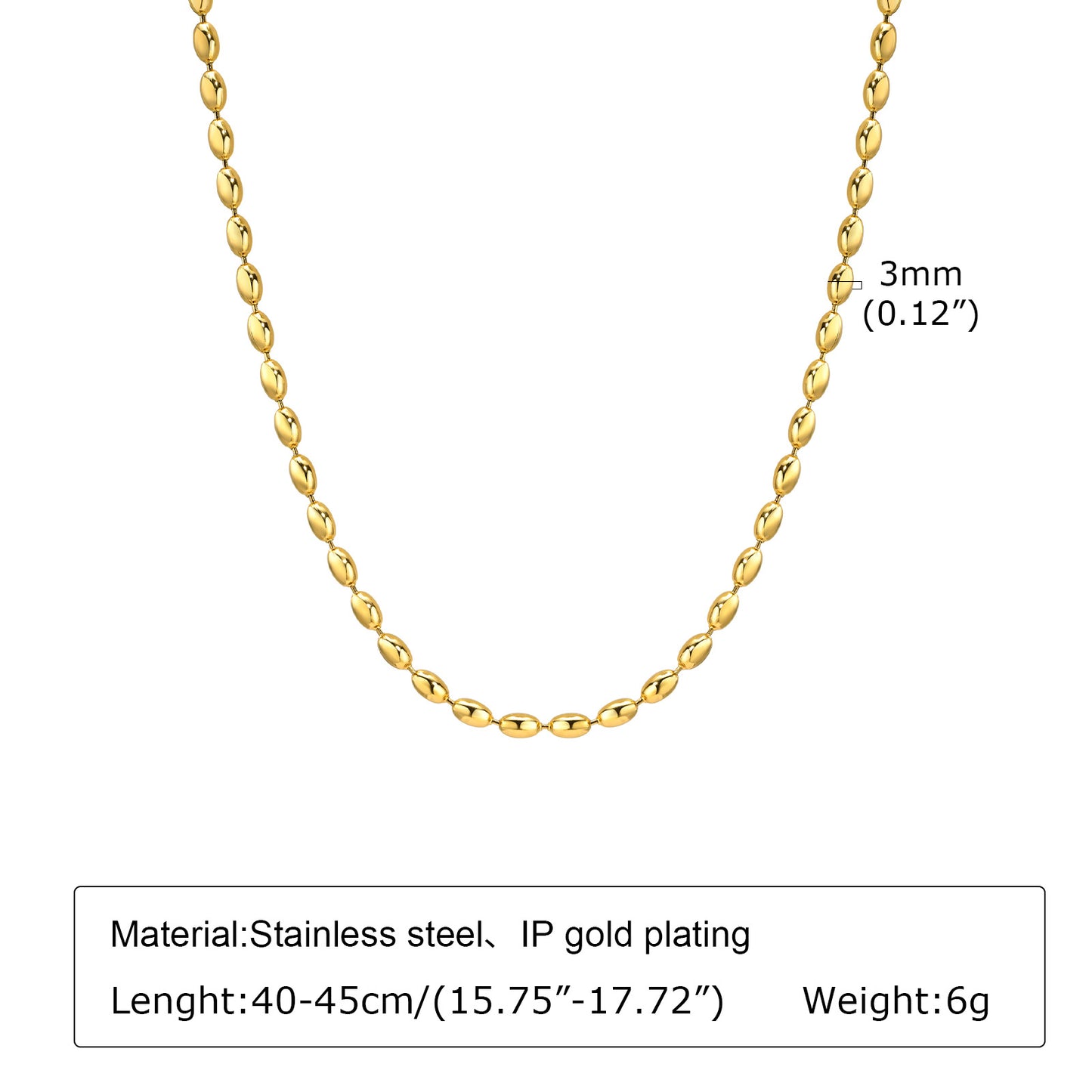 Women's Stainless Steel Beads Rugby Bead Simple Necklaces