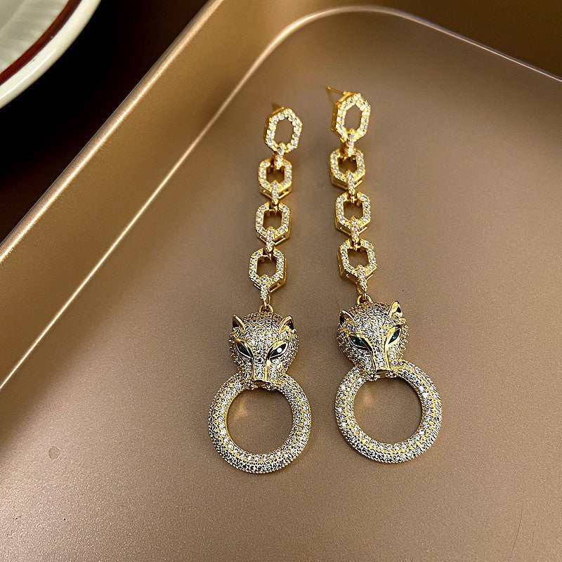 Women's Zircon Long Water Drop Zirconia Light Earrings