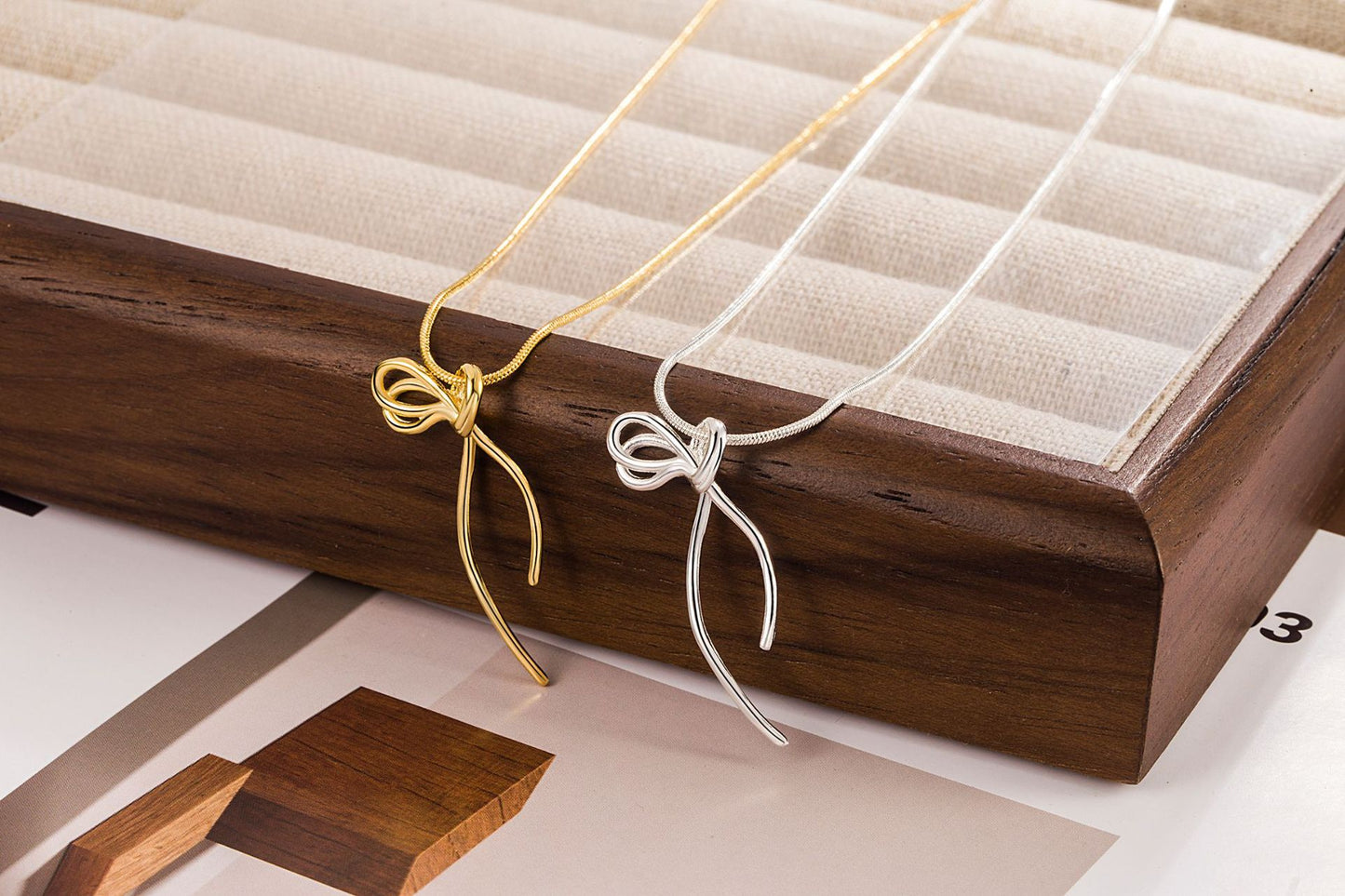 Bow Ribbon Sweet Delicate Gentle Fashion Lines Necklaces