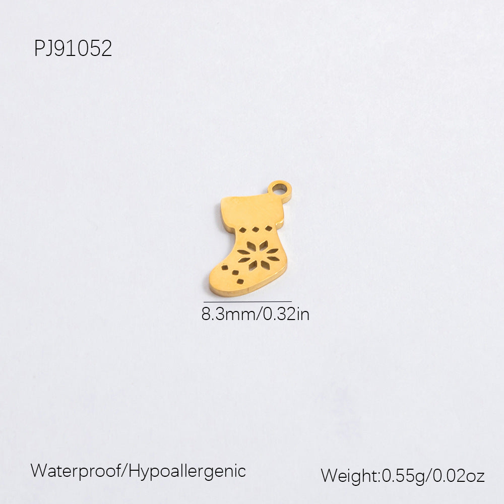 Gold Stainless Steel Christmas Elderly Snowman Necklaces