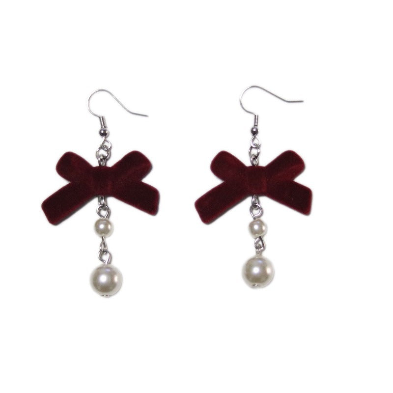 Veet Bow Pearl Vintage Court Long Rings