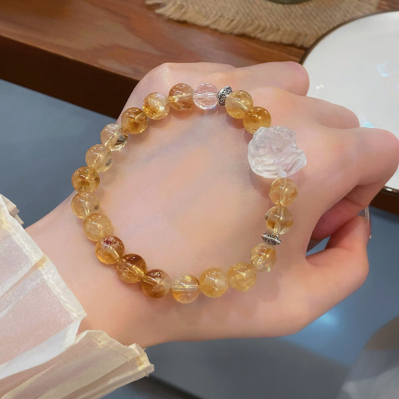 Style Retro Artistic Ethnic Yellow Tower Crystal National Fashion Bracelets