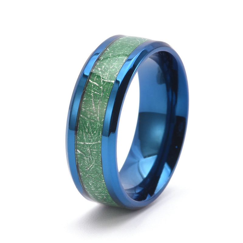 Men's Trendy Black Inlaid Silk Sports Style Rings