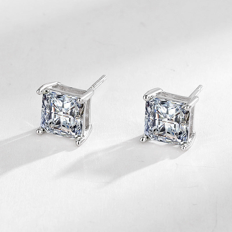 Women's Princess Square Diamond For Special Interest Earrings
