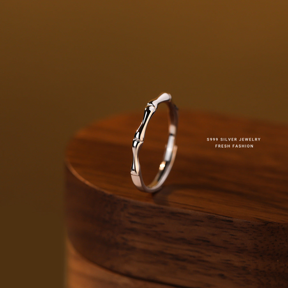 Bamboo Joint Couple Simple Niche Opening Creative Green Rings