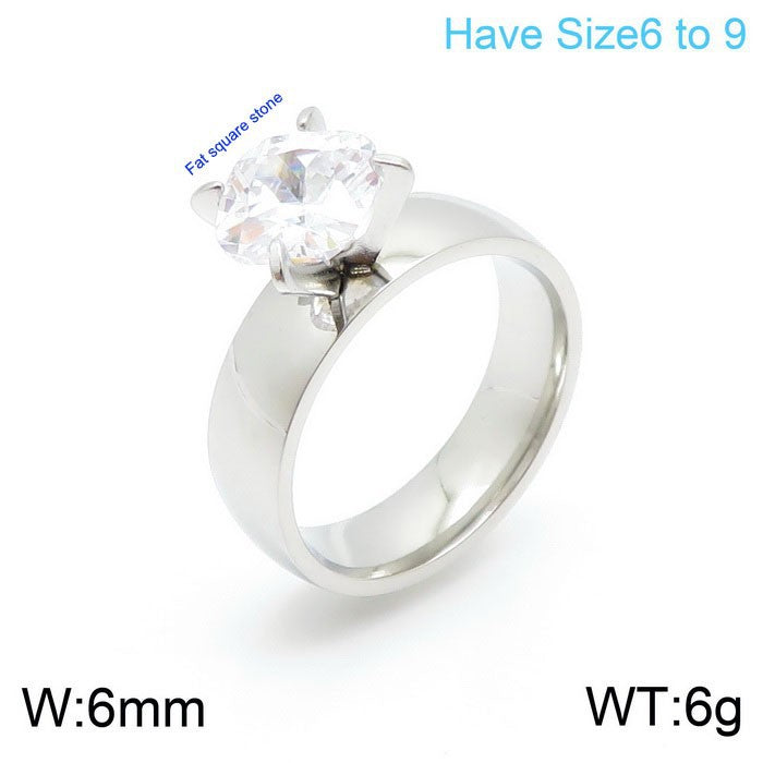 Jewelry Korean Titanium Steel Couple Simple Zircon Gold Plated Rings