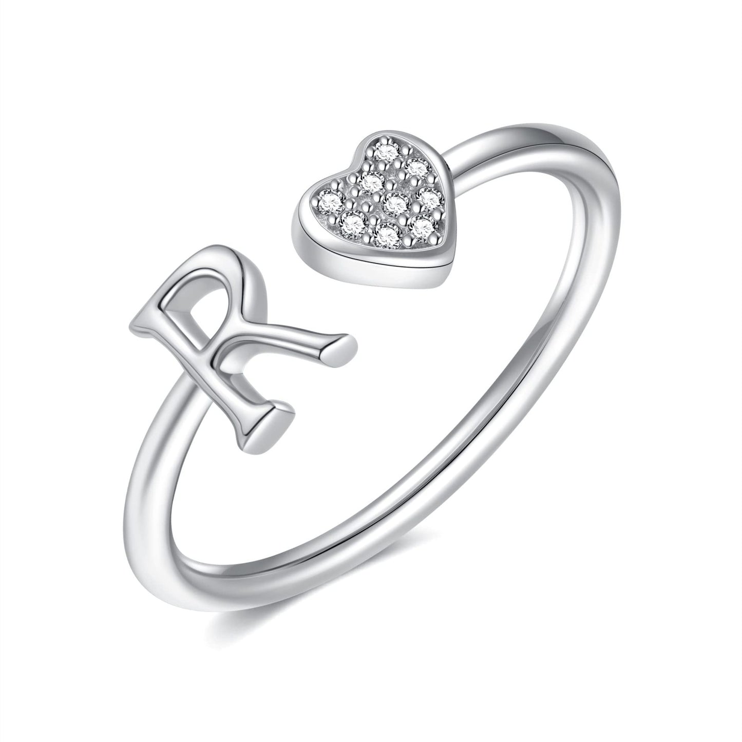 Name First Letters Stackable Zircon Adjustable Rings