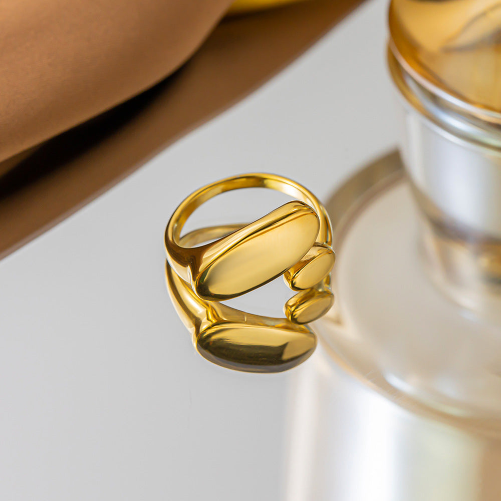 Titanium Female Simple Fashion Personality Style Gold Index Rings