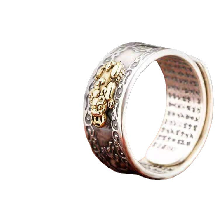 Creative Vintage Thai Sier Folding Mouth Female Mascot Eight Rings