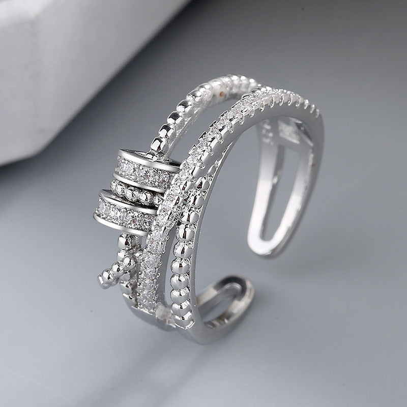 Comes Female Personality Double Layer Zircon Rings