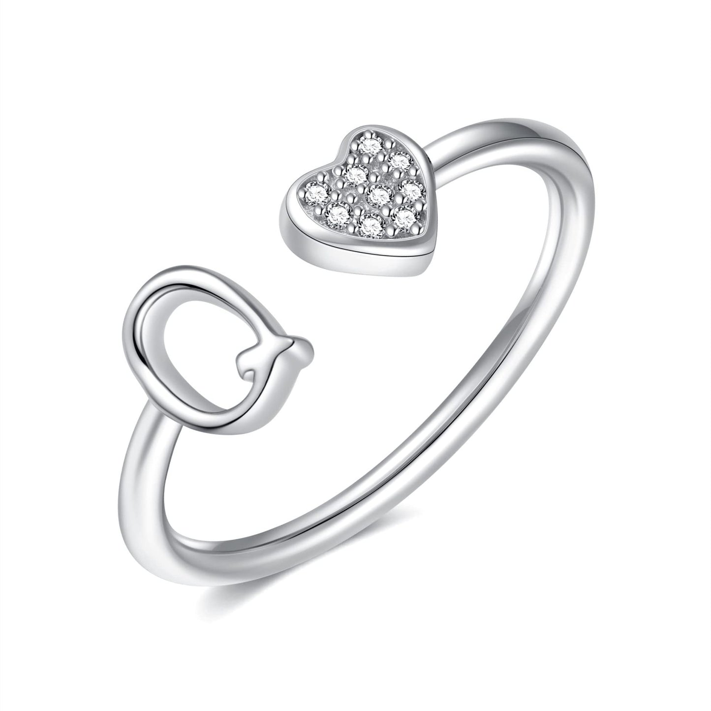 Name First Letters Stackable Zircon Adjustable Rings