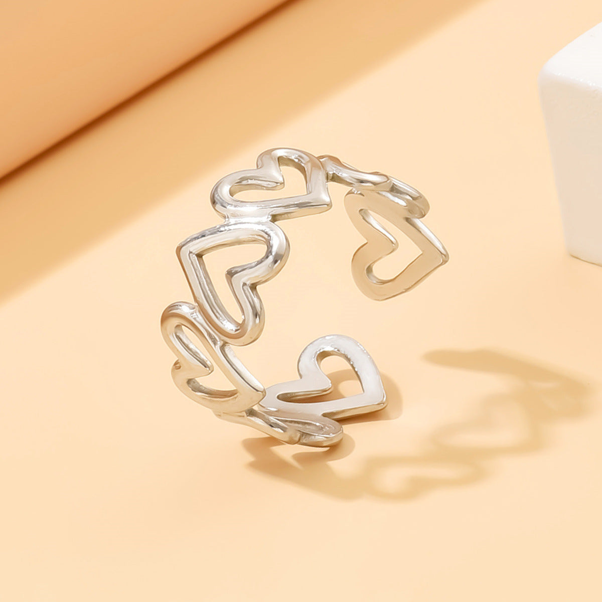 Steel Adjustable Fashion Heart-shaped Oil Pressure Rings