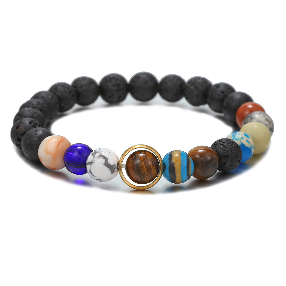 Live Broadcast Volcanic Rock Black Agate Map Stone Beaded Bracelets
