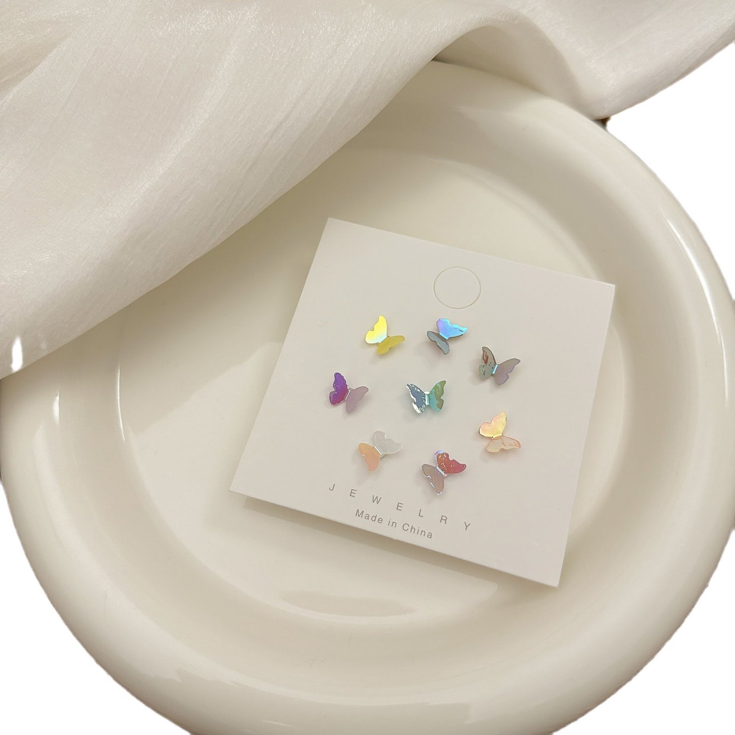 Three-dimensional Butterfly Suit Sier Needle Small Versatile Sweet Earrings