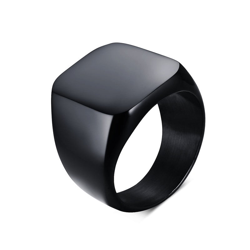 Men's Stainless Steel Simple Nude Square Titanium Rings