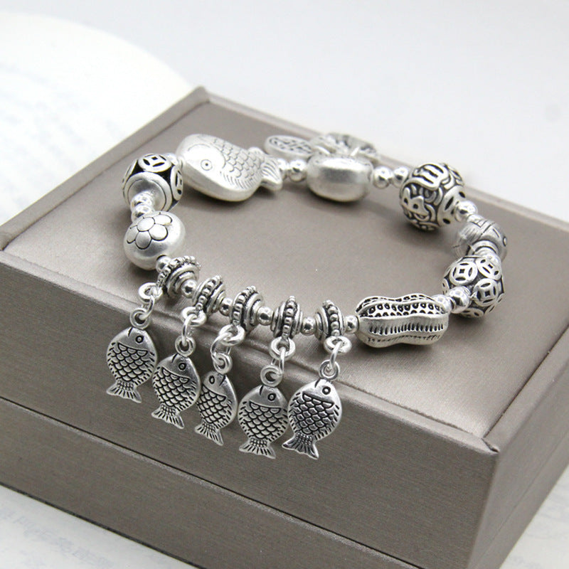 Small Fish Stretch Lotus Matte Sier Bracelets