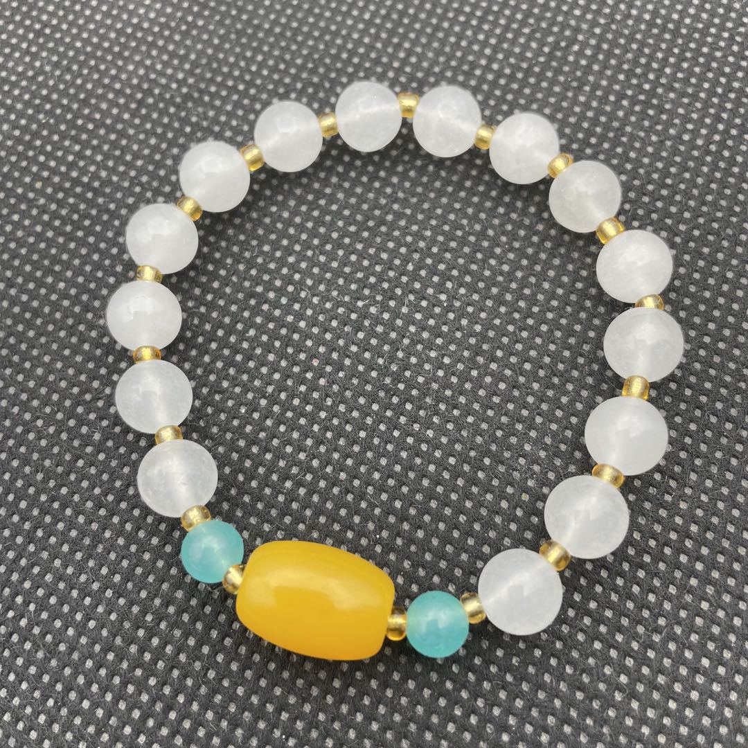 Women's & Men's Marble Flocculence Crystal Transparent Round Beads Simple Bracelets