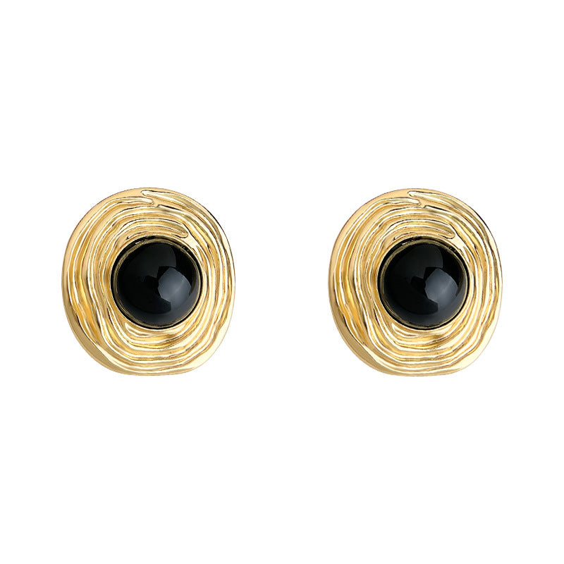 Literary Retro Simplicity Fashionable High-grade Texture Circular Antique Stud Earrings