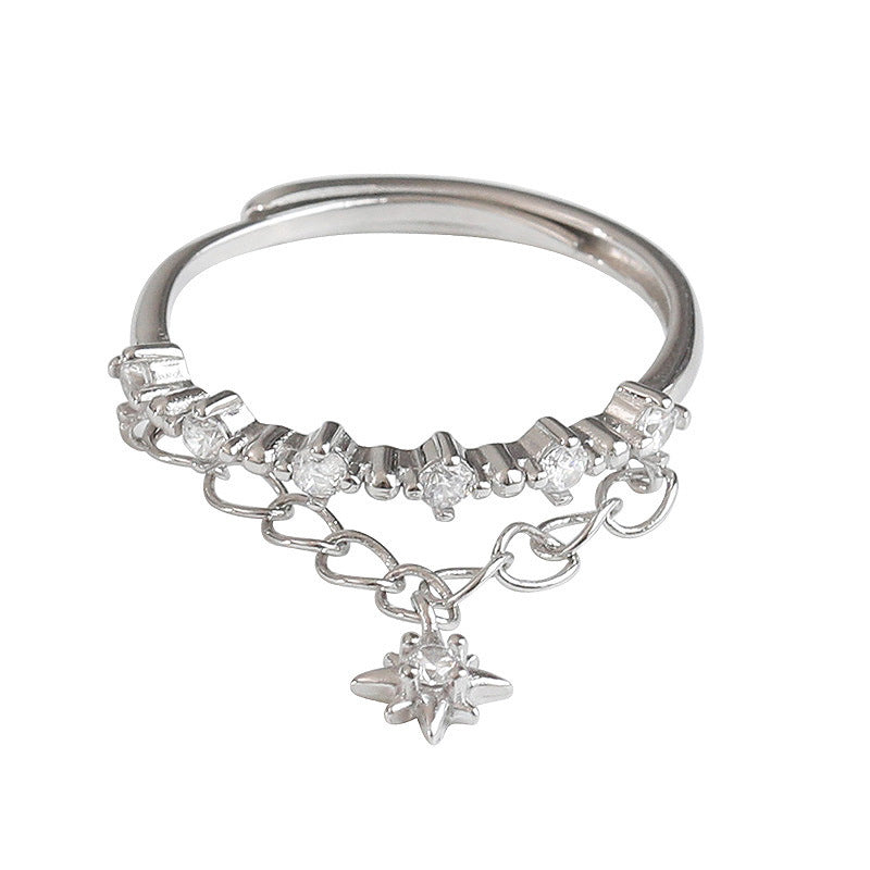 Style Mild Luxury Diamond Embedded Star Rings