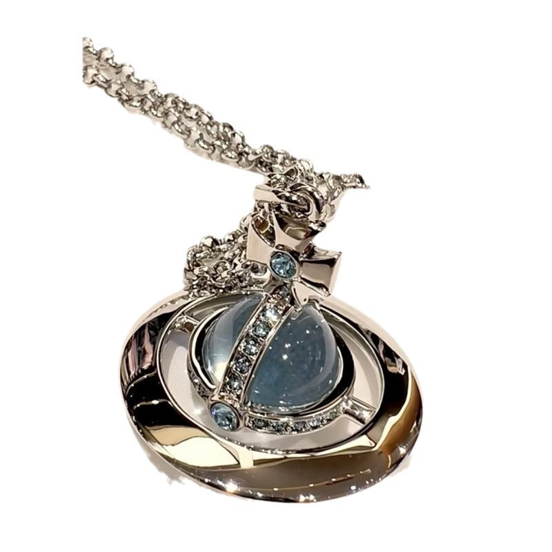 Mother Three-dimensional Planet Glacier Blue Large Necklaces