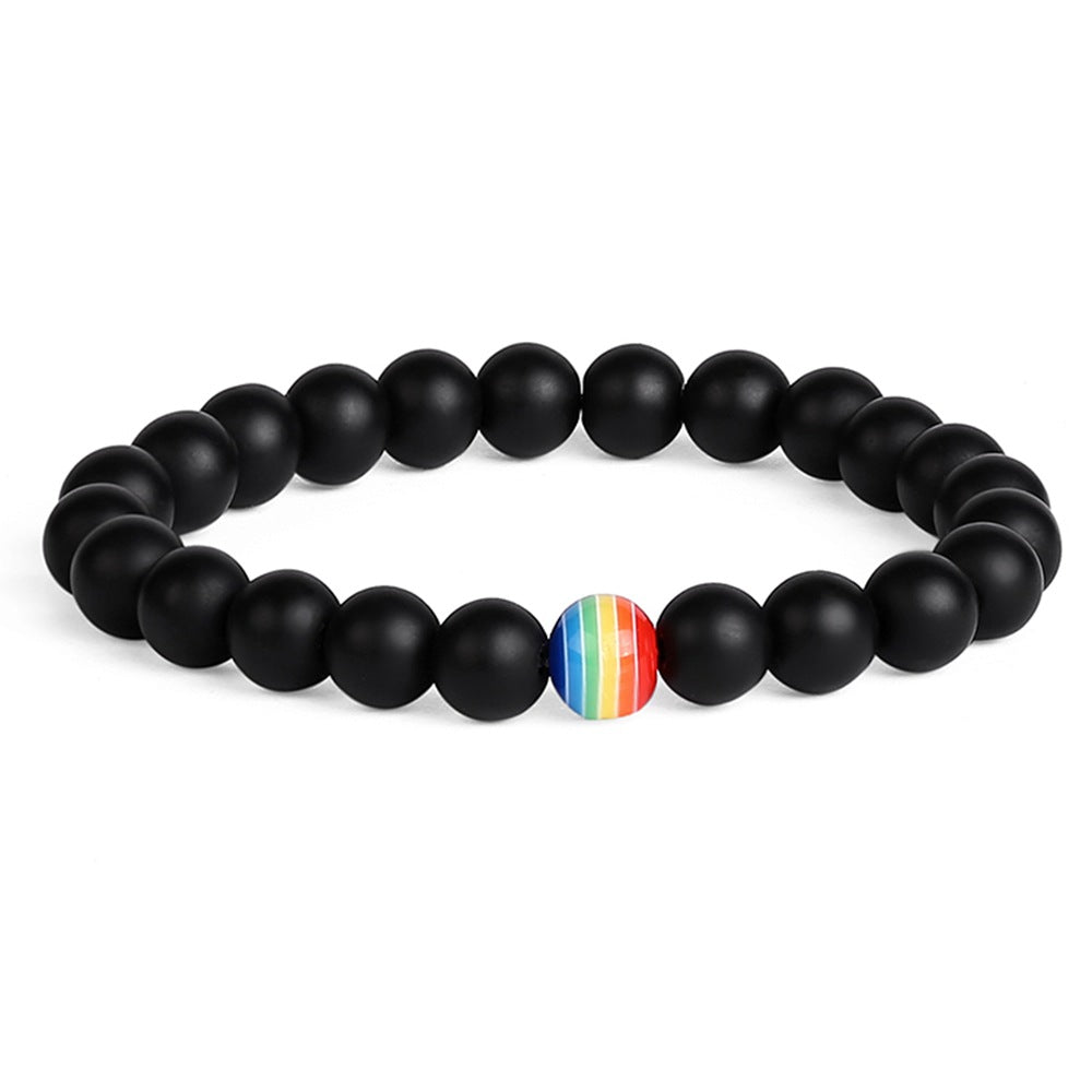 Women's Fashion Ornament Rainbow Beaded White Turquoise Bracelets