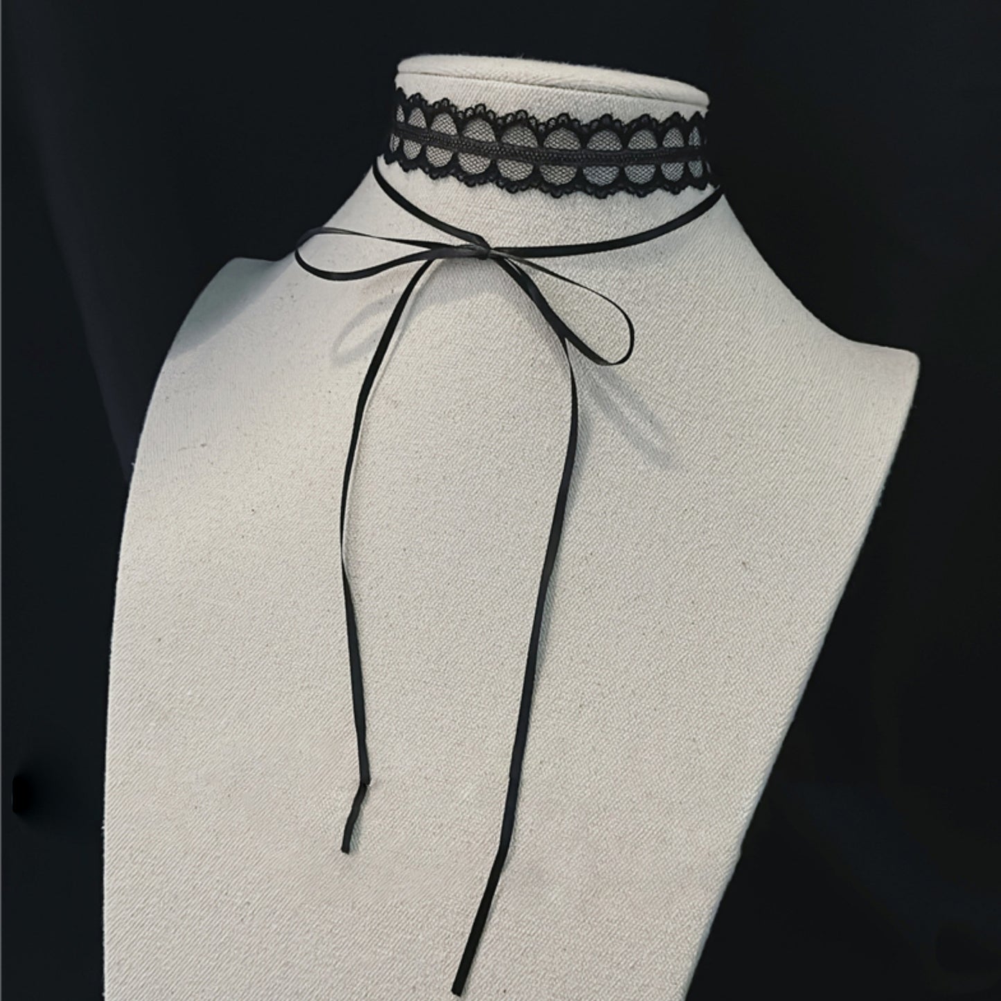 Cool Hot Black Bow Lace Strap Twin Necklaces