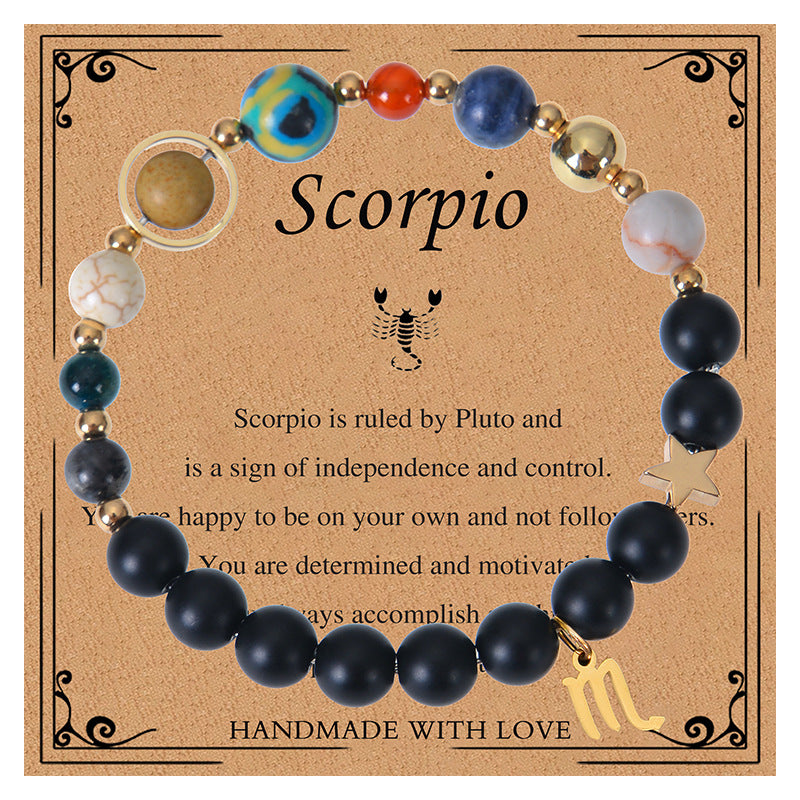 Frosted Stone Beaded Eight Planets Constellation Bracelets