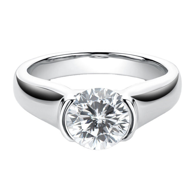 Women's Simple Temperament 2 Karat Color Moissanite Rings