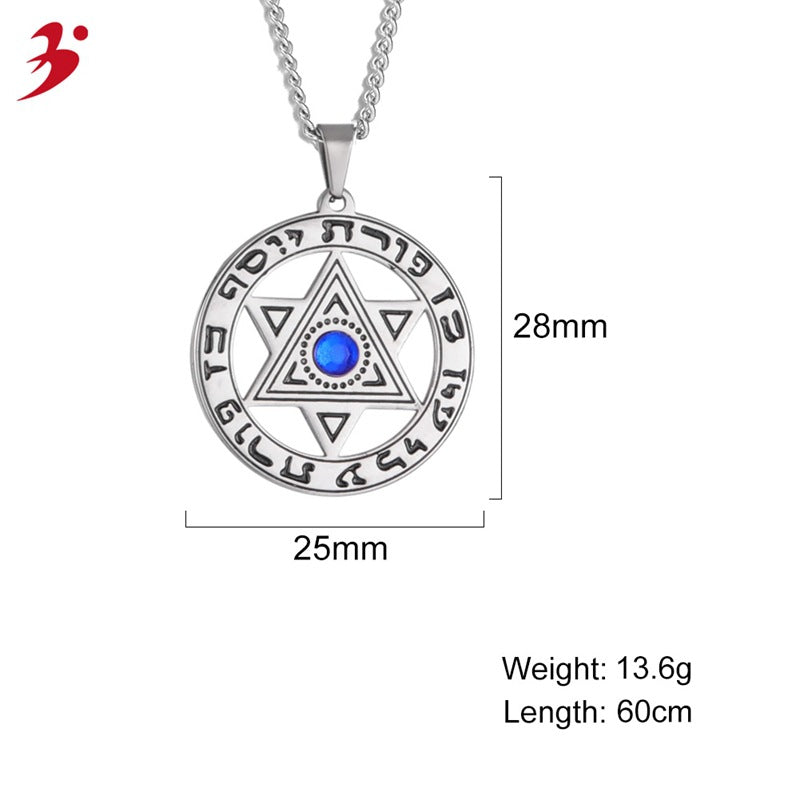 Men's Angel Devil Eye Stainless Steel Blue Diamond Necklaces