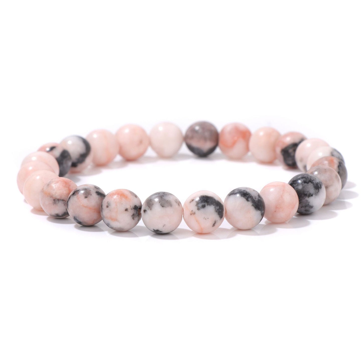Men's Natural Stone Beads White Turquoise Elastic Bracelets