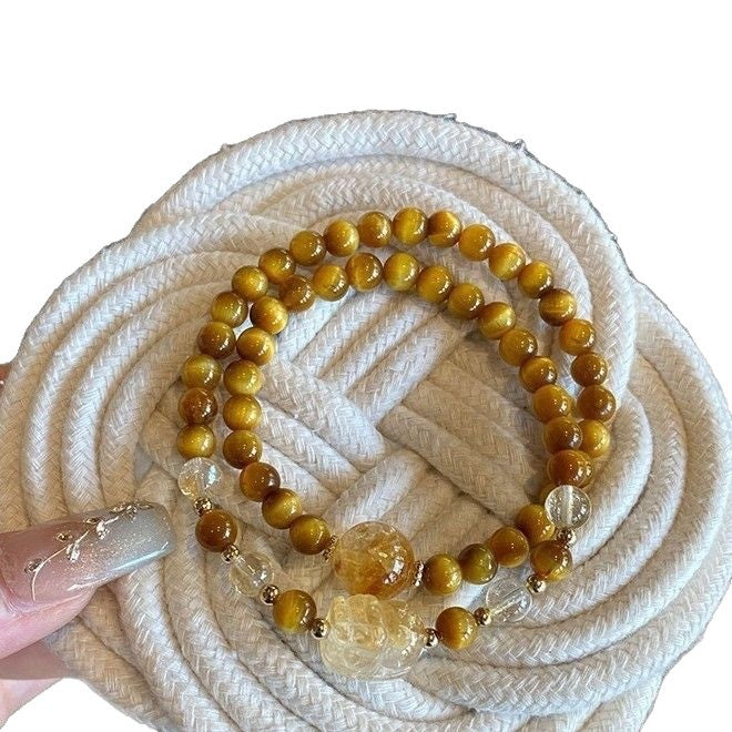 Style Lucky Imitation Citrine Gold Tiger Eye Good Luck Bracelets