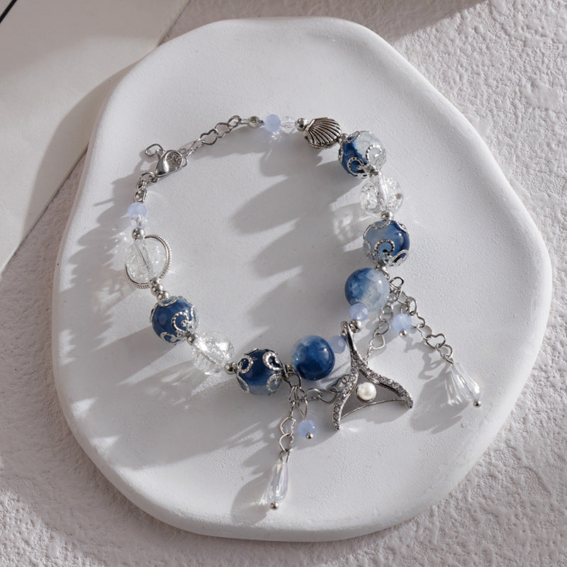 Clothing Glass Floral Beads Fresh Pastoral Tourist Attractions Elastic Bracelets