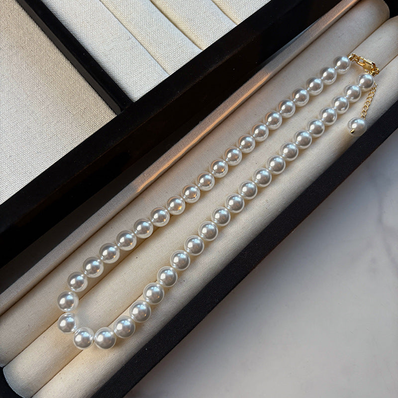 Women's Heather Gray Aurora Pearl High Sense Light Necklaces