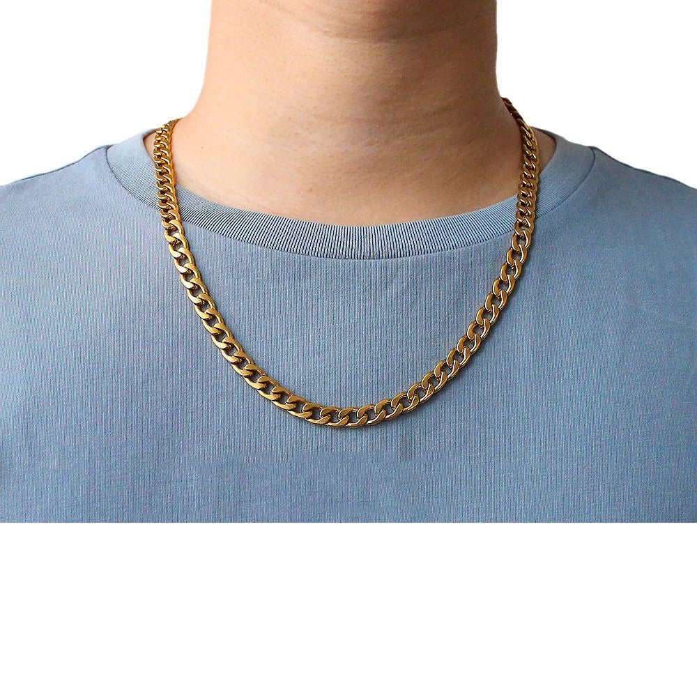 Steel Cuban Vacuum Color Retention Electroplating Necklaces