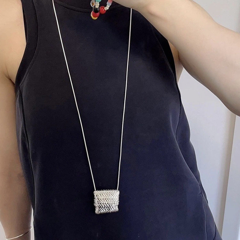 Mini Small Bag Woven Niche Twin Long Necklaces