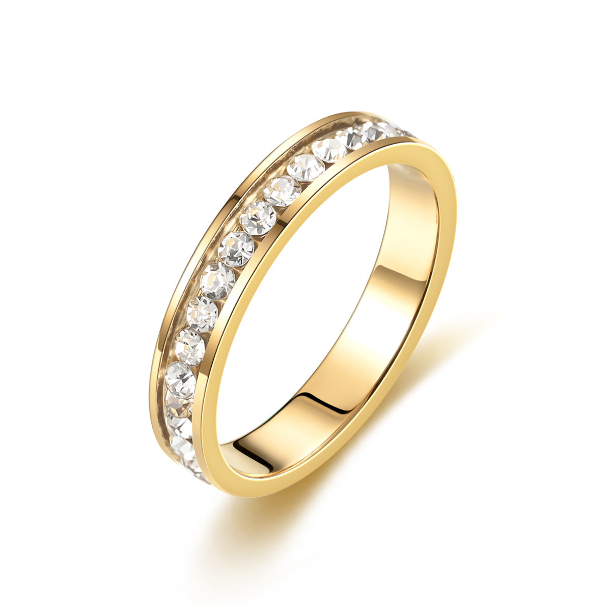Titanium Steel Starry Diamond Rhinestone Stainless Rings