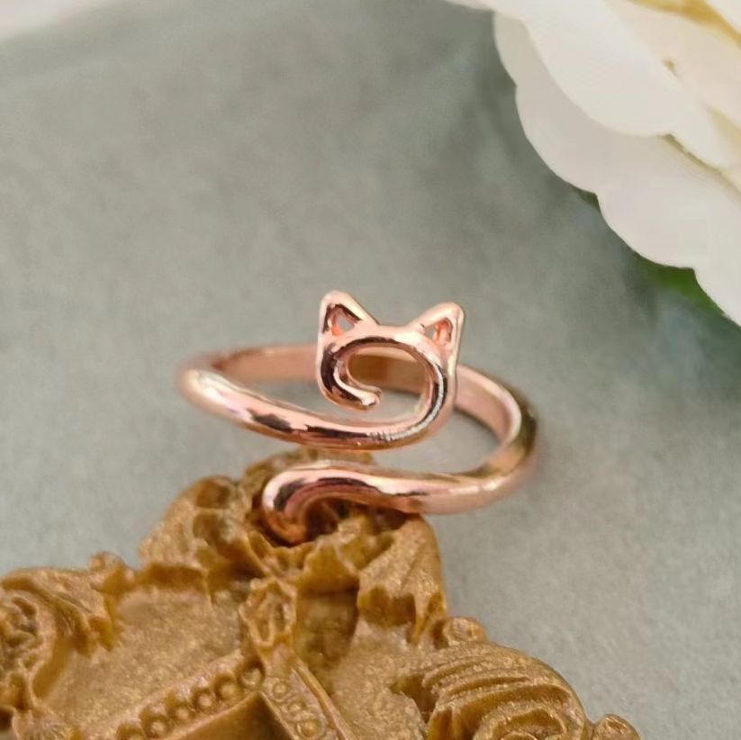 Wind Fresh Cutout Cat Simple Oil Rings