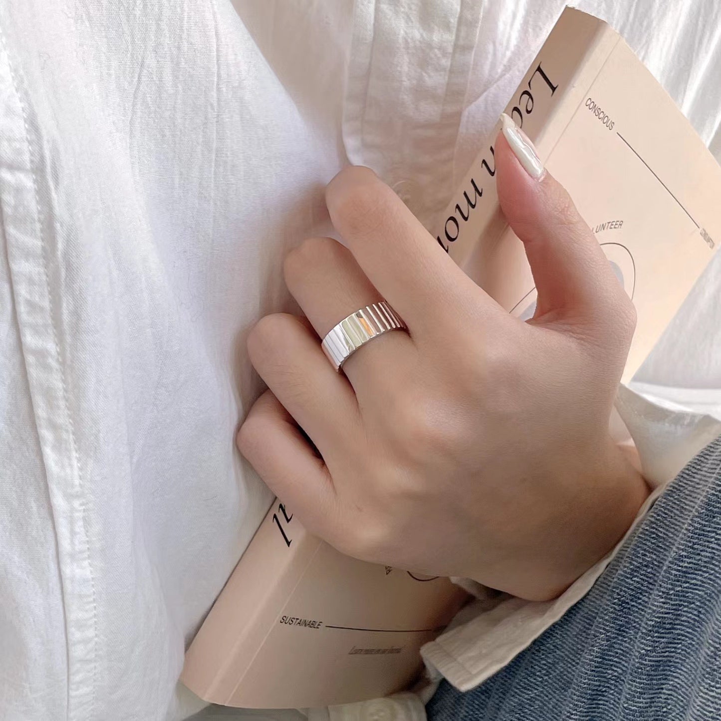 Fan Minimalist Hipster Sterling Sier Ladder Rings