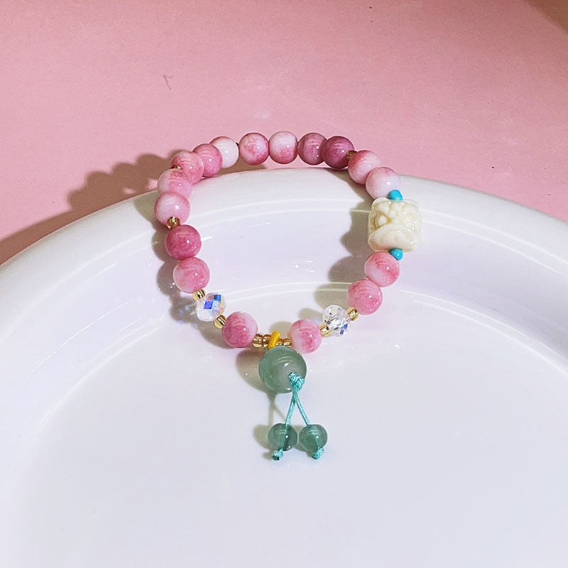 Style Colorful Lion Glass Ice Crack Ancient Sweet Princess Bracelets