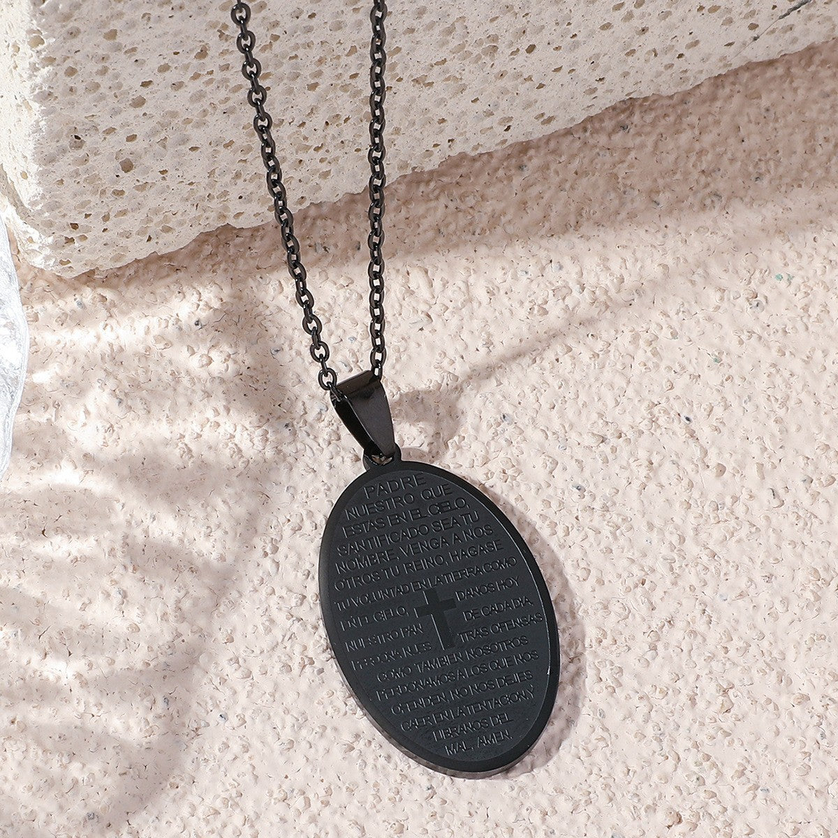 Women's & Men's Stainless Steel Oval Cross Titanium Does Pendants