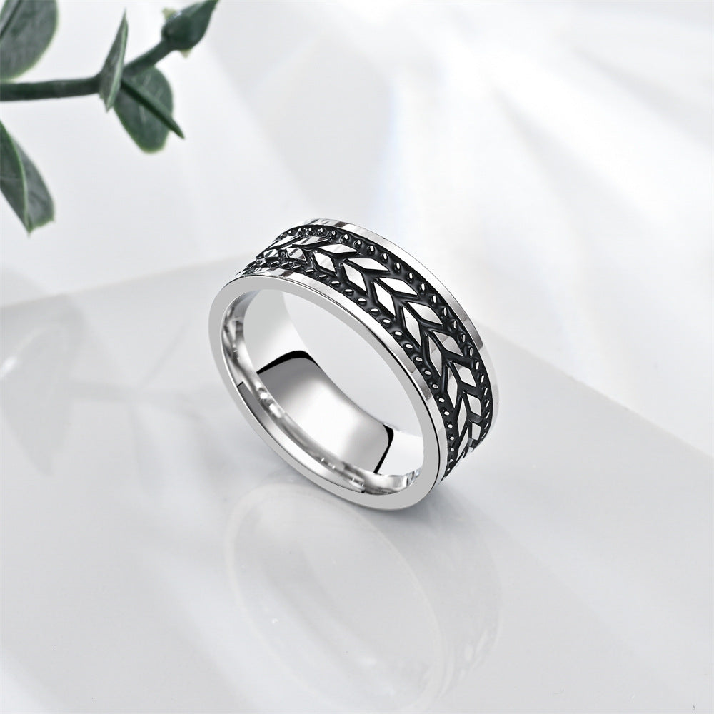 Men's Smear Retro Wheat Titanium Steel Ornament Rings