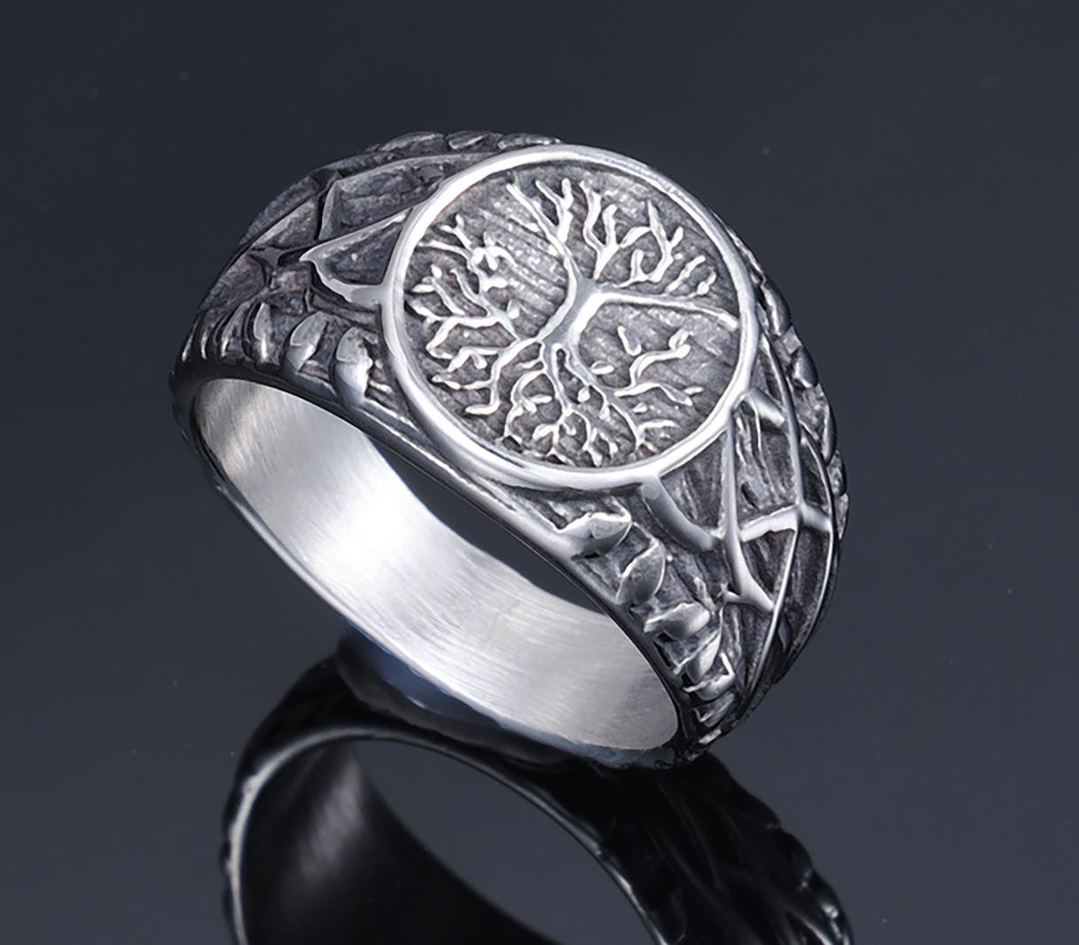 Viking Style Lucky Tree Vine Stainless Rings